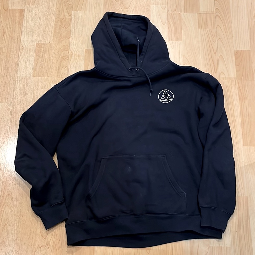 HUF black long sleeves hoodie. Dark blue. Large